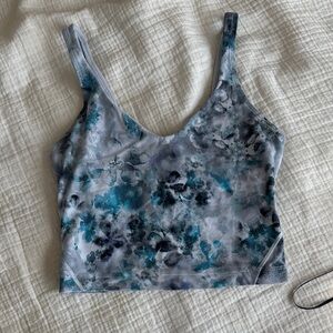 Lululemon Floral Blue and Gray Tank Top